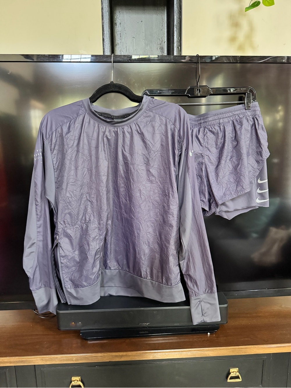 Nike Lavender Lightweight Pullover and Shorts Set